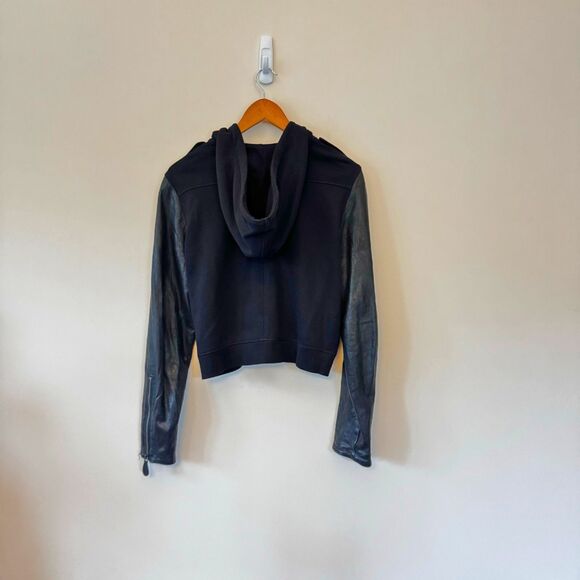 Burberry Brit Women's Black Hooded Cotton/Leather Jacket Size Medium - Picture 7 of 8